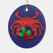 Kerstkrab met Holly Keramisch Ornament (Links)
