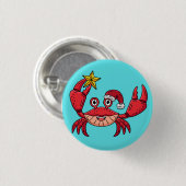 Kerstkrab Ronde Button 3,2 Cm (Voorkant /achterkant)