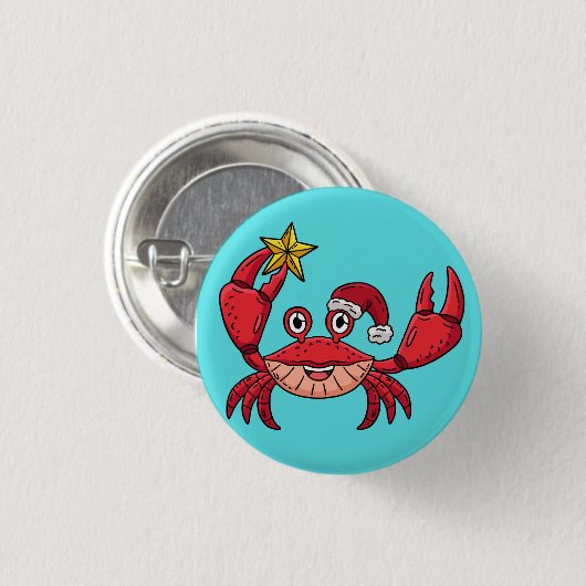 Kerstkrab Ronde Button 3,2 Cm (Voorkant /achterkant)
