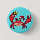 Kerstkrab Ronde Button 3,2 Cm (Voorkant)