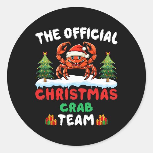 Kerstkrabteam - Krab met kerstmuts Kerstmis Ronde Sticker (Voorkant)