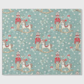 kerstkraker en schommelpaard cadeaupapier (Vlak)