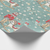 kerstkraker en schommelpaard cadeaupapier (Hoek)