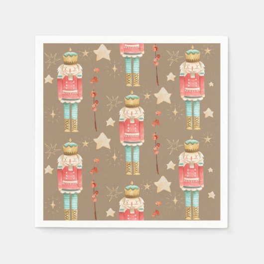 kerstkraker Rustic Kraft Cocktail Servet (Voorkant)