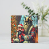 kerstkrampus feestdagenkaart (Staand voorkant)