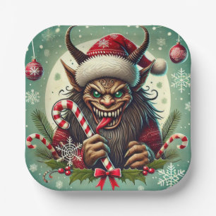 kerstkrampus papieren bordje
