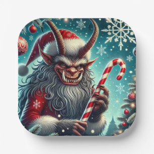 kerstkrampus papieren bordje