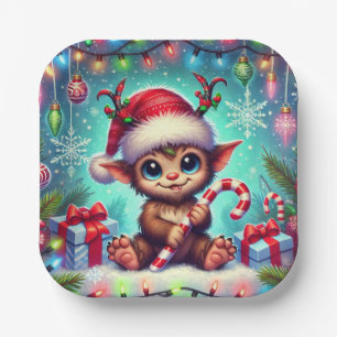 kerstkrampus papieren bordje