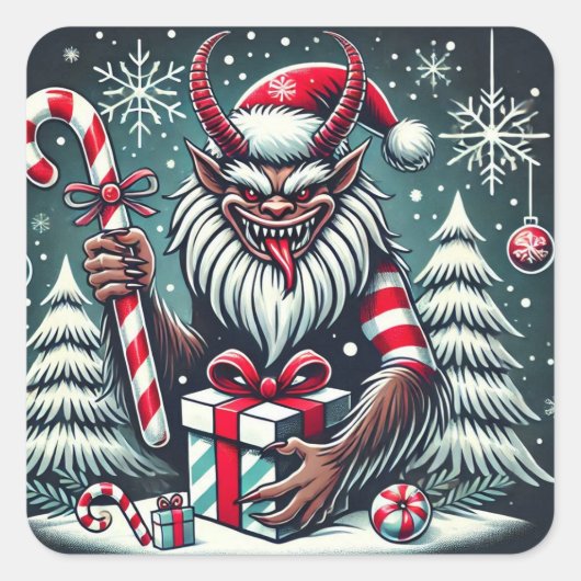 kerstkrampus Sticker (Voorkant)