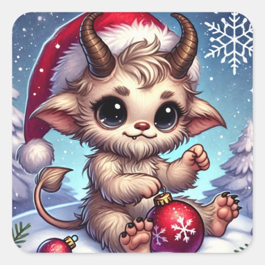 kerstkrampus Sticker (Voorkant)