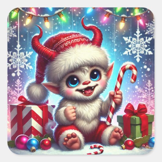 kerstkrampus Sticker (Voorkant)