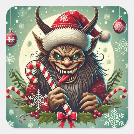 kerstkrampus Sticker (Voorkant)