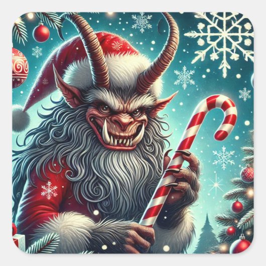 kerstkrampus Sticker (Voorkant)