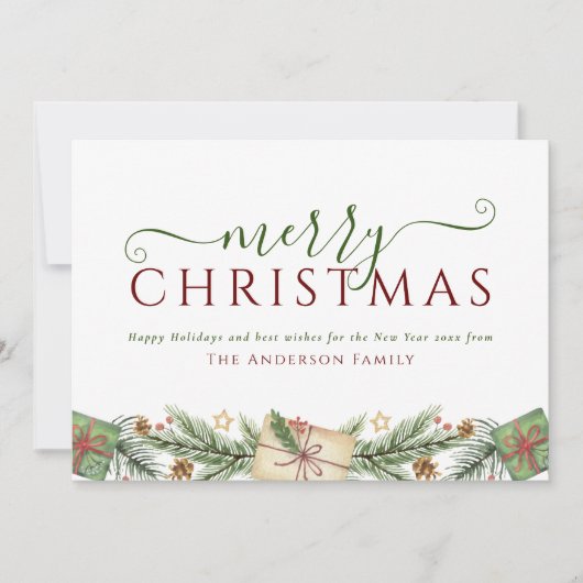 Kerstkrans 4 foto familie feestdagenkaart (Voorkant)