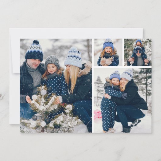 Kerstkrans 4 foto familie feestdagenkaart (Achterkant)