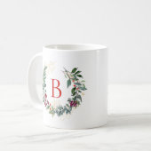 Kerstkrans Aangepast Monogram Koffiemok (Voorkant links)