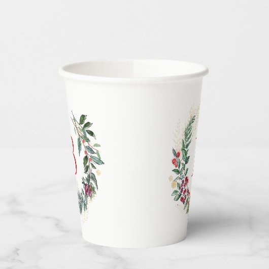 Kerstkrans Aangepast Monogram Papieren Bekers (Links)