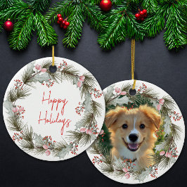 Kerstkrans Aangepaste Foto van Huisdier Keramisch Ornament