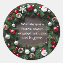 Kerstkrans Aanpasbaar Ronde Sticker