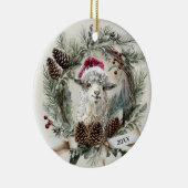 Kerstkrans Angora Geit  Keramisch Ornament (Rechts)