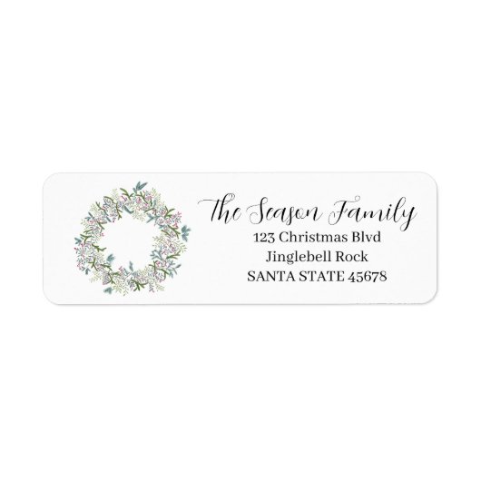 Kerstkrans aquarel etiket (Voorkant)