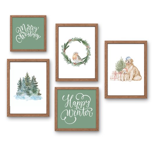 Kerstkrans aquarel poster