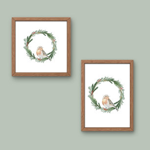 Kerstkrans aquarel poster