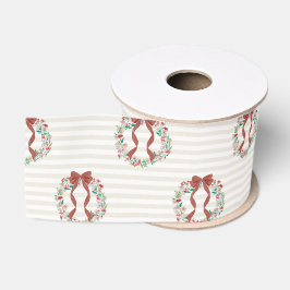 Kerstkrans aquarelstreep (crème) vintage grosgrain lint