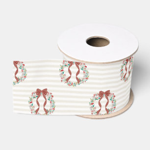 Kerstkrans aquarelstreep (crème) vintage grosgrain lint