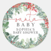 Kerstkrans Baby Shower Ronde Sticker (Voorkant)