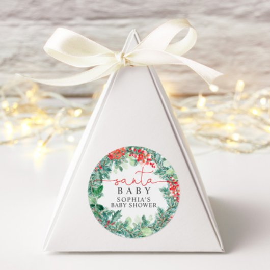 Kerstkrans Baby Shower Ronde Sticker