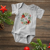 Kerstkrans baby trui met hulst motief romper