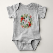 Kerstkrans baby trui met hulst motief romper (Voorkant)