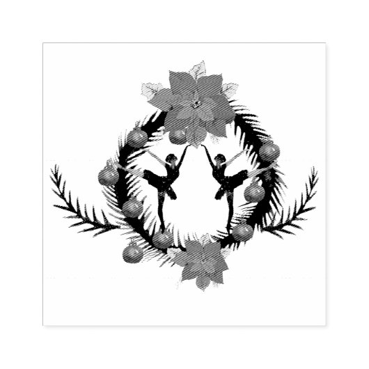 Kerstkrans Ballerina meisjes Rubberstempel (Afrduk)