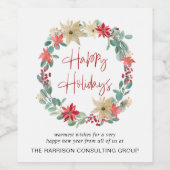 Kerstkrans Bedrijfsfeestdagen Wijn Etiket (Enkel label)