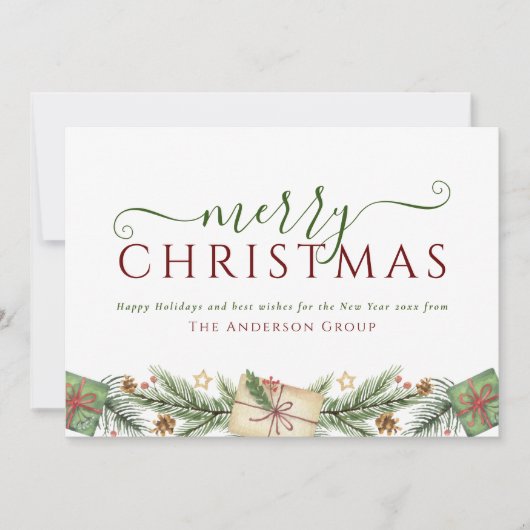 Kerstkrans Bedrijfslogo Zakelijk Feestdagenkaart (Voorkant)