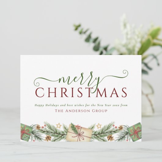 Kerstkrans Bedrijfslogo Zakelijk Feestdagenkaart (Staand voorkant)