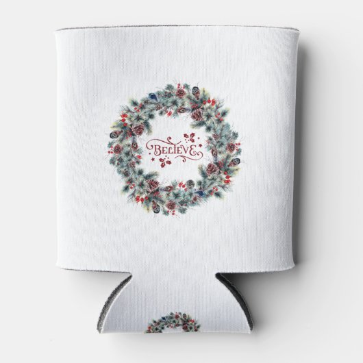 Kerstkrans BELIEVE Typografie Blikjeskoeler (Voorkant)