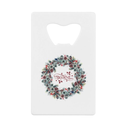 Kerstkrans BELIEVE Typografie Creditkaart Flessenopener