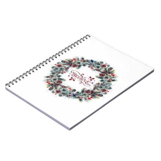 Kerstkrans BELIEVE Typografie Notitieboek (Linkerzijde)