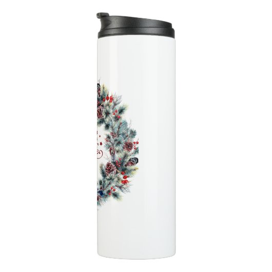 Kerstkrans BELIEVE Typografie Thermosbeker (Geroteerd rechts)