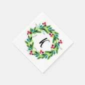 Kerstkrans Bessen Monogram Servet (Hoek)