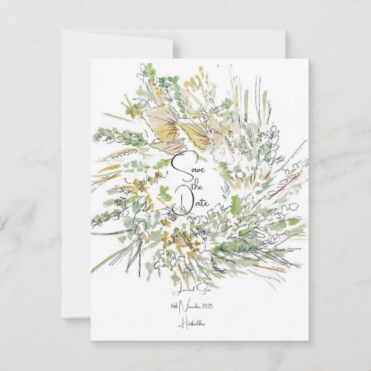 Kerstkrans bewaar de datum kaart (Voorkant)