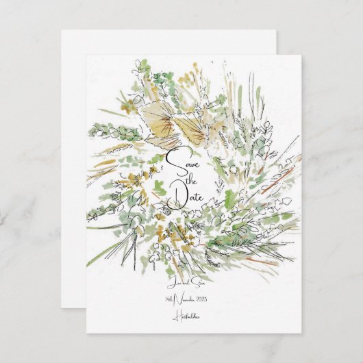 Kerstkrans bewaar de datum kaart (Voorkant / Achterkant)