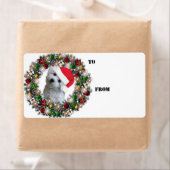 Kerstkrans Bichon Frise cadeau labels (Insitu)