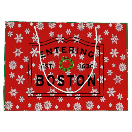 Kerstkrans bij binnenkomst Boston MA Groot Cadeauzakje (Achterkant)