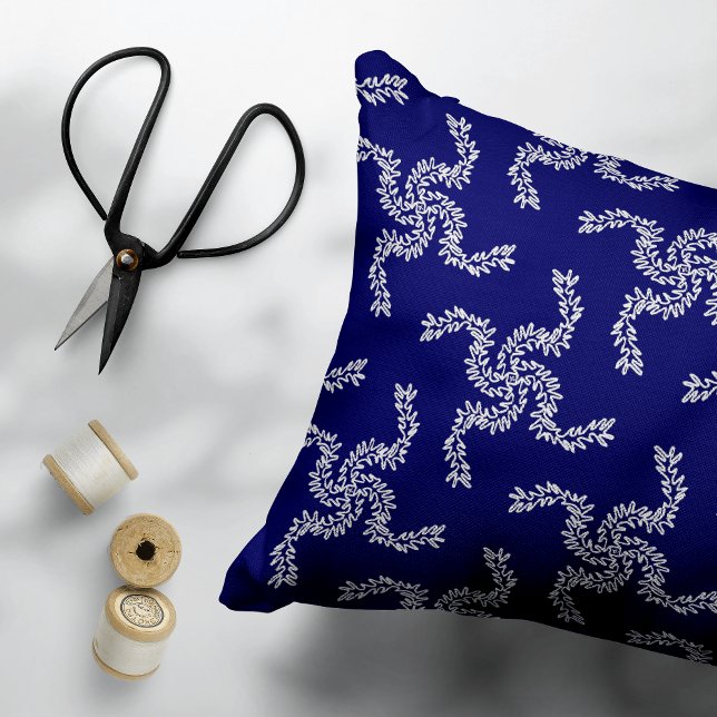Kerstkrans Blauw, Kerst Decoratie, Kerstmis Accent Kussen (Creator heeft geüpload)