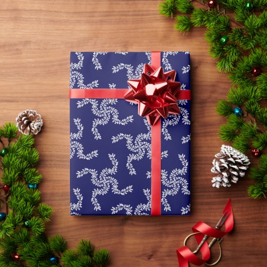 Kerstkrans Blauw, Kerst Decoratie, Kerstmis Cadeaupapier (Feestdagen Geschenken)