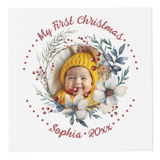 Kerstkrans, bloemen en bessen foto kubus (Rechts)