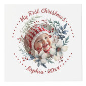 Kerstkrans, bloemen en bessen foto kubus (Voorkant)